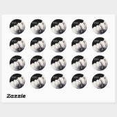 Sticker Rond Initiales Monogrammes modernes Mariage noir (Feuille)
