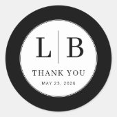 Sticker Rond Initiales Noires Élégantes (Devant)