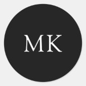 Sticker Rond Initiales personnalisées de Monogrammes Noirs (Devant)