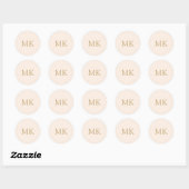 Sticker Rond Initiales personnalisées en or rose pâle rose (Feuille)