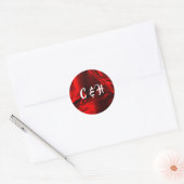 Sticker Rond Initiales personnalisées Rouby Red Silky Satin (Enveloppe)