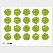 Sticker Rond Initiales simples et élégantes mariage vert (Feuille)