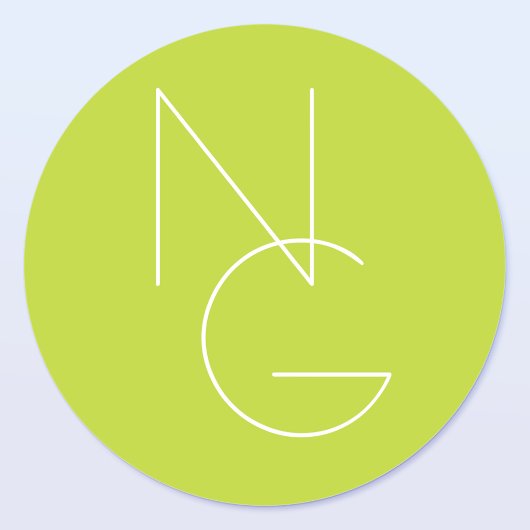 Sticker Rond Initiales superposées modernes 2 | Vert citron