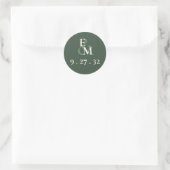 Sticker Rond Initiales vert de la mousse de Highland Script min (Sac)
