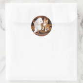 Sticker Rond Innocence, chiot et chaton (Sac)