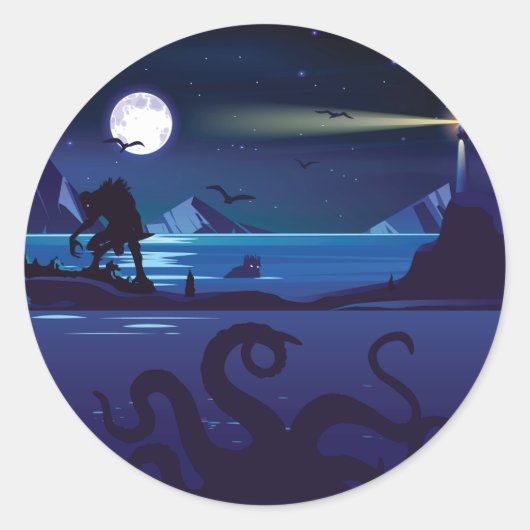 Sticker Rond Innsmouth Devil Reef Deep Ones Lovecraft (Devant)