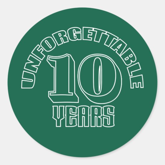 Sticker Rond inoubliable 10 ans (Devant)