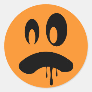 Sticker Rond Inquiète Jack-o'-lantern orange Halloween tag