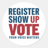 Sticker Rond Inscrivez-vous Montrer Voter Votre Voix Compte Éle (Devant)