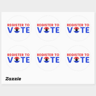 Sticker Rond Inscrivez-Vous Pour Voter Élection USA 2024 Voter