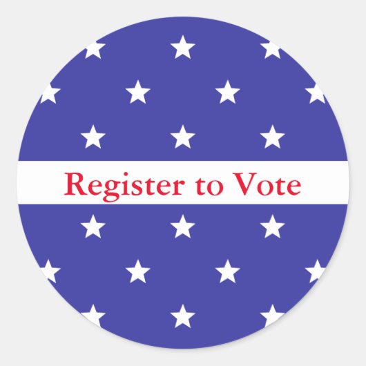 Sticker Rond Inscrivez-vous pour voter Motif Red Blue et White  (Devant)