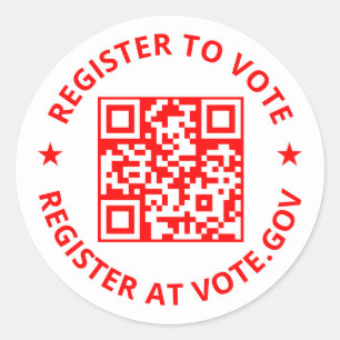Sticker Rond Inscrivez-vous pour voter personnalisé QR Code rou