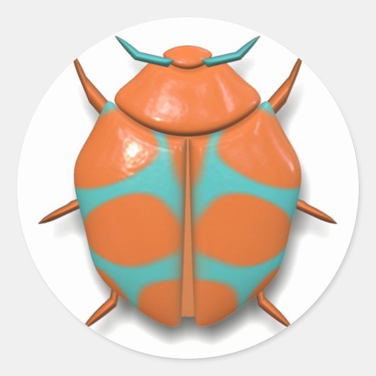 Sticker Rond insecte insecte insecte joli orange turquoise (Devant)