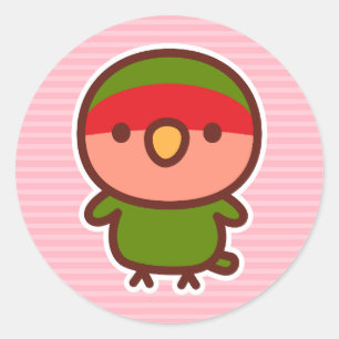 Sticker Rond Inséparable à face rose normale