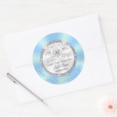 Sticker Rond Inséparable Bleu Blanc Argent Mariage Favoriser St (Enveloppe)