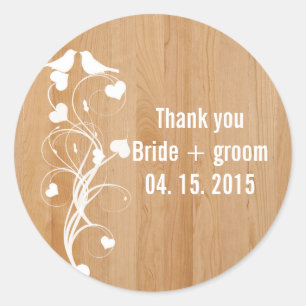 Sticker Rond Inséparables coeurs tourbillons marron mariage