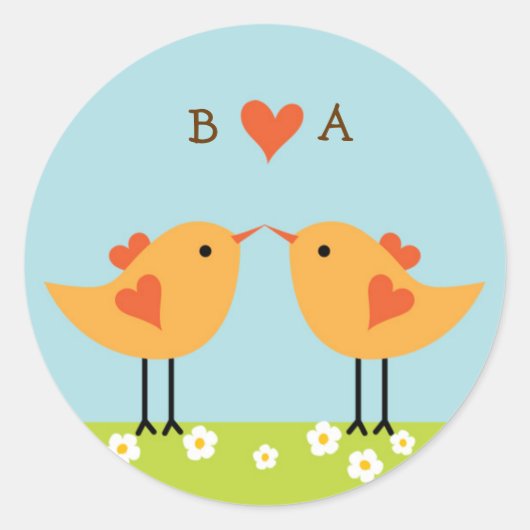 Sticker Rond Inséparables de caricatures mignons (jour) Mariage (Devant)