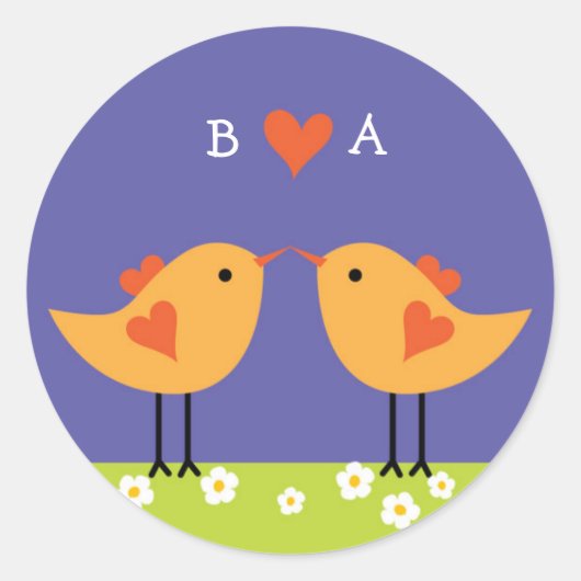 Sticker Rond Inséparables de caricatures mignons (nuit) Mariage (Devant)