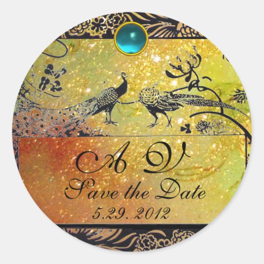 Sticker Rond INSÉPARABLES mariages MONOGRAM noir blanc rouge ja (Devant)