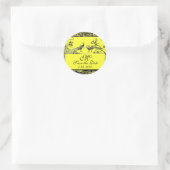 Sticker Rond INSÉPARABLES mariages MONOGRAM noir et blanc jaune (Sac)