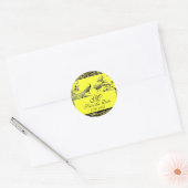 Sticker Rond INSÉPARABLES mariages MONOGRAM noir et blanc jaune (Enveloppe)