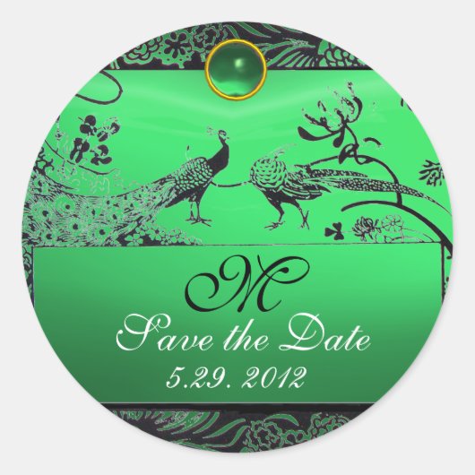 Sticker Rond INSÉPARABLES mariages MONOGRAM noir et blanc vert (Devant)