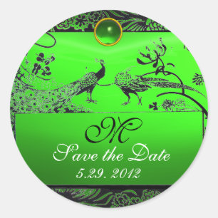 Sticker Rond INSÉPARABLES mariages MONOGRAM noir et blanc vert