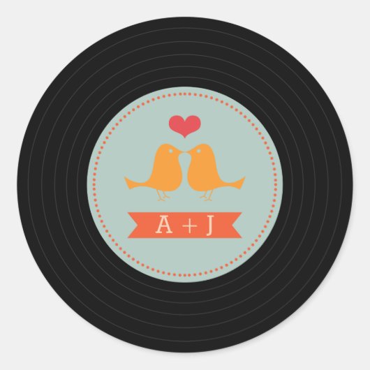 Sticker Rond Inséparables modernes Retro Vinyl Record Sky Blue (Devant)