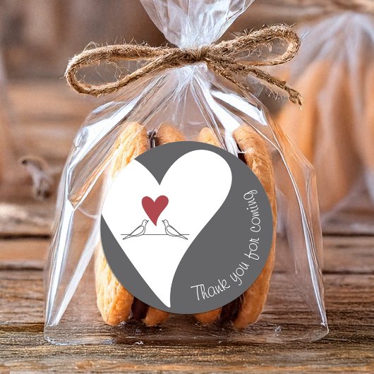 Sticker Rond Inséparables modernes simples et Merci de coeur ro