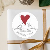 Sticker Rond Inséparables modernes simples Merci de coeur rouge