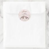 Sticker Rond Inséparables 'n dentelle - Rose sceau Mariage (Sac)