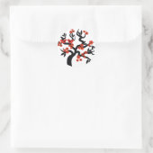 Sticker Rond Inséparables noirs rouges sakura cherry tree & Blo (Sac)