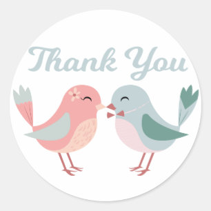 Sticker Rond Inséparables Rose et Bleu Merci Cadeau de Mariage