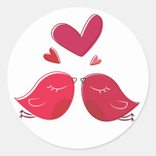 Sticker Rond Inséparables Rose Rouge Mariage Enterrement de Vie