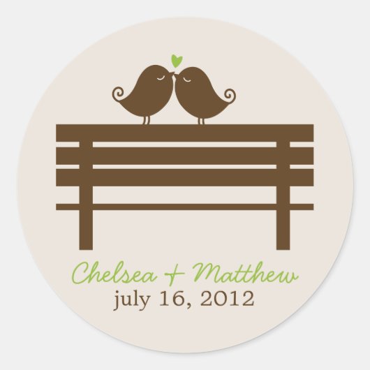 Sticker Rond Inséparables sur le Mariage Park Bench (Devant)