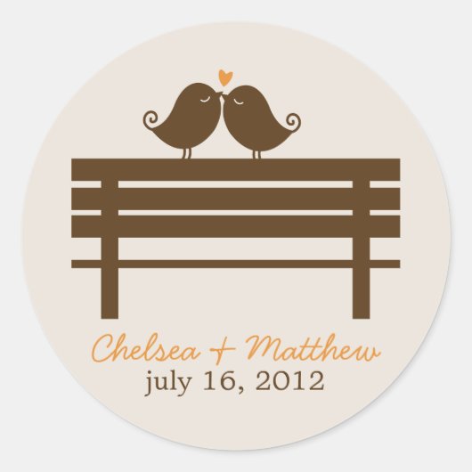 Sticker Rond Inséparables sur le Mariage Park Bench (Devant)
