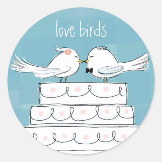 Sticker Rond Inséparables sur les nouveaux mariés mignons de (Devant)