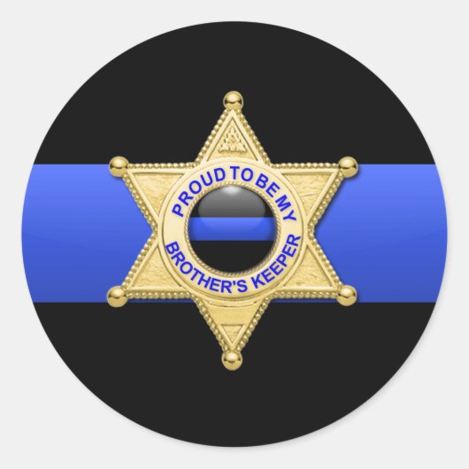 Sticker Rond Insigne adjoint de la Ligne Bleue Mince (Devant)