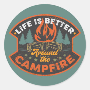 Sticker Rond Insigne de feu de camp Mot Art