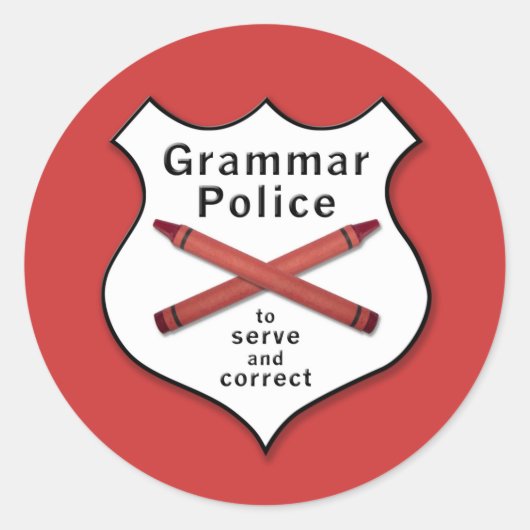 Sticker Rond Insigne de la police de grammaire (Devant)