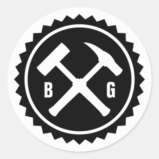 Sticker Rond Insigne de marteau de roche (deux initiales) (Devant)