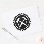 Sticker Rond Insigne de marteau de roche (deux initiales) (Enveloppe)