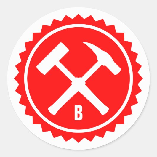 Sticker Rond Insigne de marteau de roche (initial unique) (Devant)