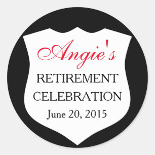 Sticker Rond Insigne de police personnalisé Noir rouge retraite