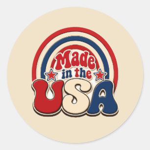 Sticker Rond Insigne patriotique "Fabriqué aux États-Unis" vint