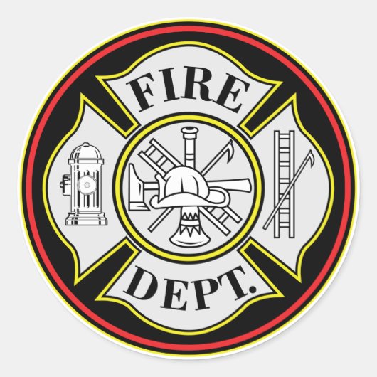 Sticker Rond Insigne rond du service d'incendie (Devant)