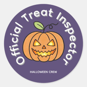 Sticker Rond Inspecteur de friandises officiel Citrouille migno