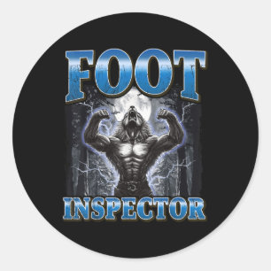 Sticker Rond Inspecteur de pied Funny Werewolf Mème