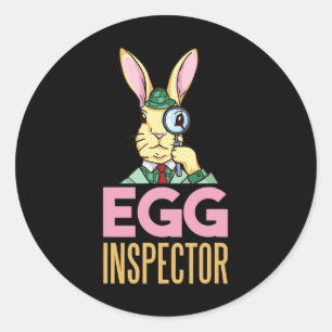 Sticker Rond Inspecteur des oeufs Lapin de Pâques Funny Lapin l