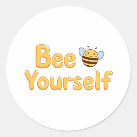 Sticker Rond Inspirational "Be Yourself" Positive Message (Devant)